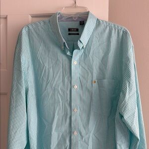 Izod Aqua Blue Long Sleeve Button Down Shirt Relaxed Fit